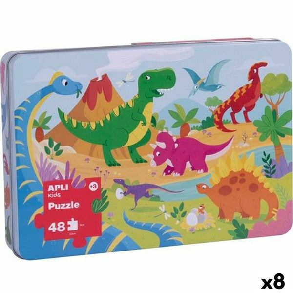 Pussel Apli 48 x 32 cm Dinosaurier 48 Delar (8 antal)-Leksaker och spel, Pussel och hjärngrupper-Apli-peaceofhome.se