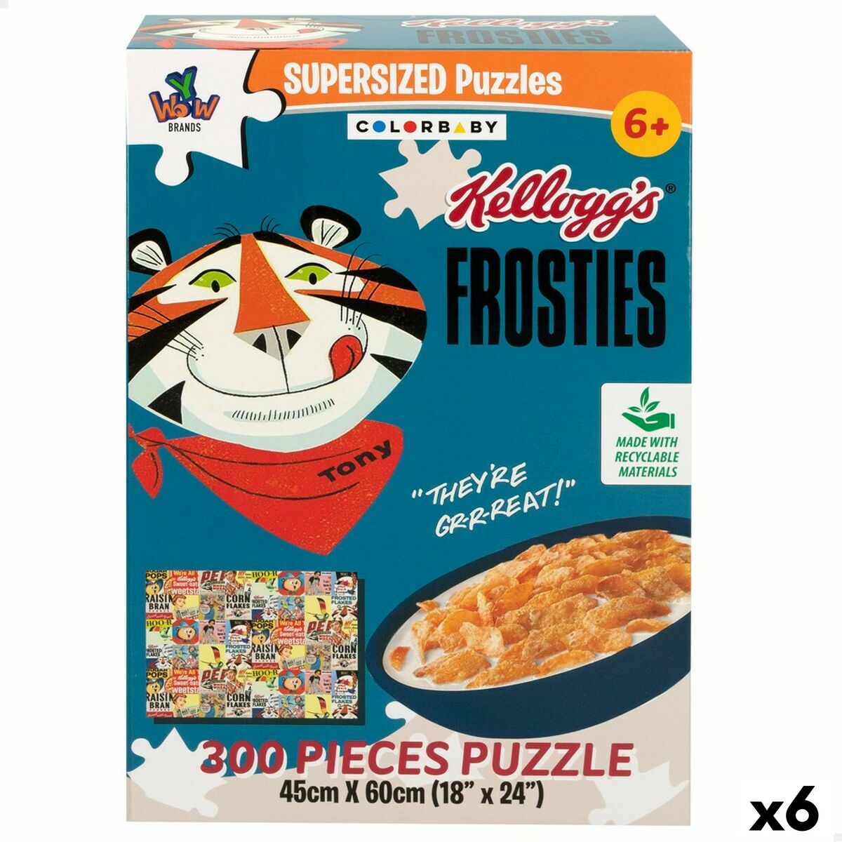 Pussel Colorbaby Kellogg's Frosties 300 Delar 6 antal 60 x 45 x 0,1 cm-Leksaker och spel, Pussel och hjärngrupper-Colorbaby-peaceofhome.se