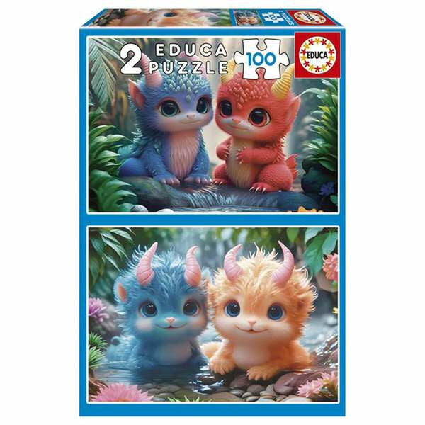 Pussel Educa Adorable Monsters 100 Delar (2 antal)-Leksaker och spel, Pussel och hjärngrupper-Educa-peaceofhome.se