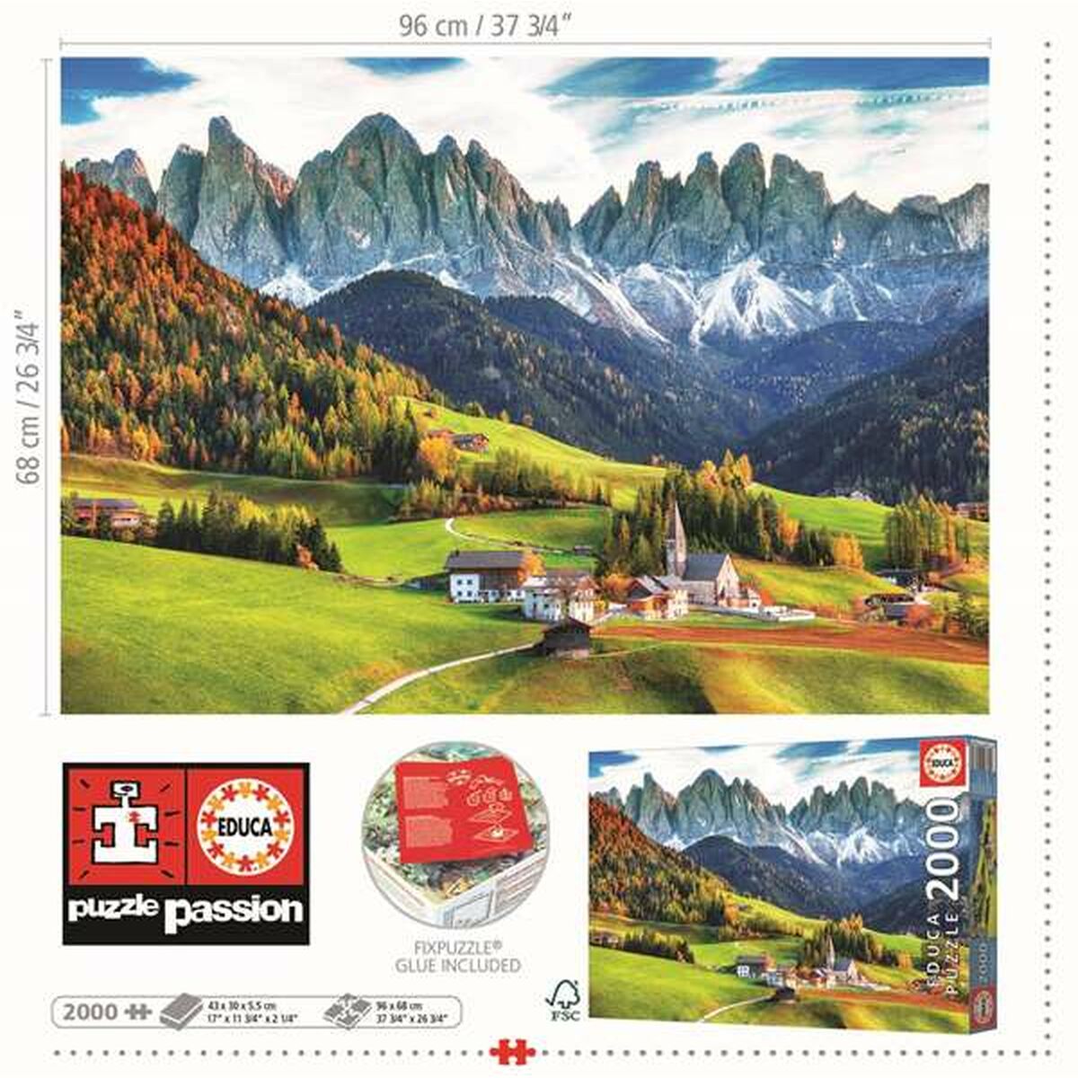 Pussel Educa Autumn in the Dolomites 2000 Delar-Leksaker och spel, Pussel och hjärngrupper-Educa-peaceofhome.se