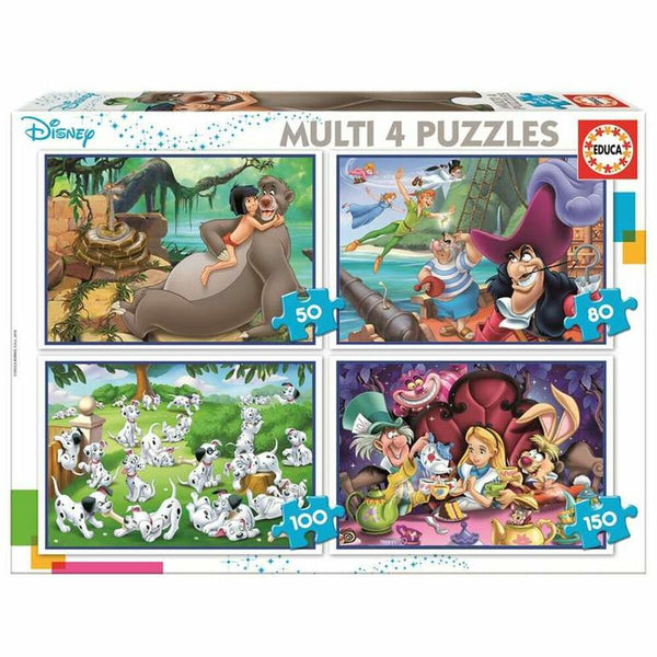 Pussel Educa Disney Aladdin, Jungle Book, Alicia, Peter Pan (380 pcs)-Leksaker och spel, Pussel och hjärngrupper-Educa-peaceofhome.se