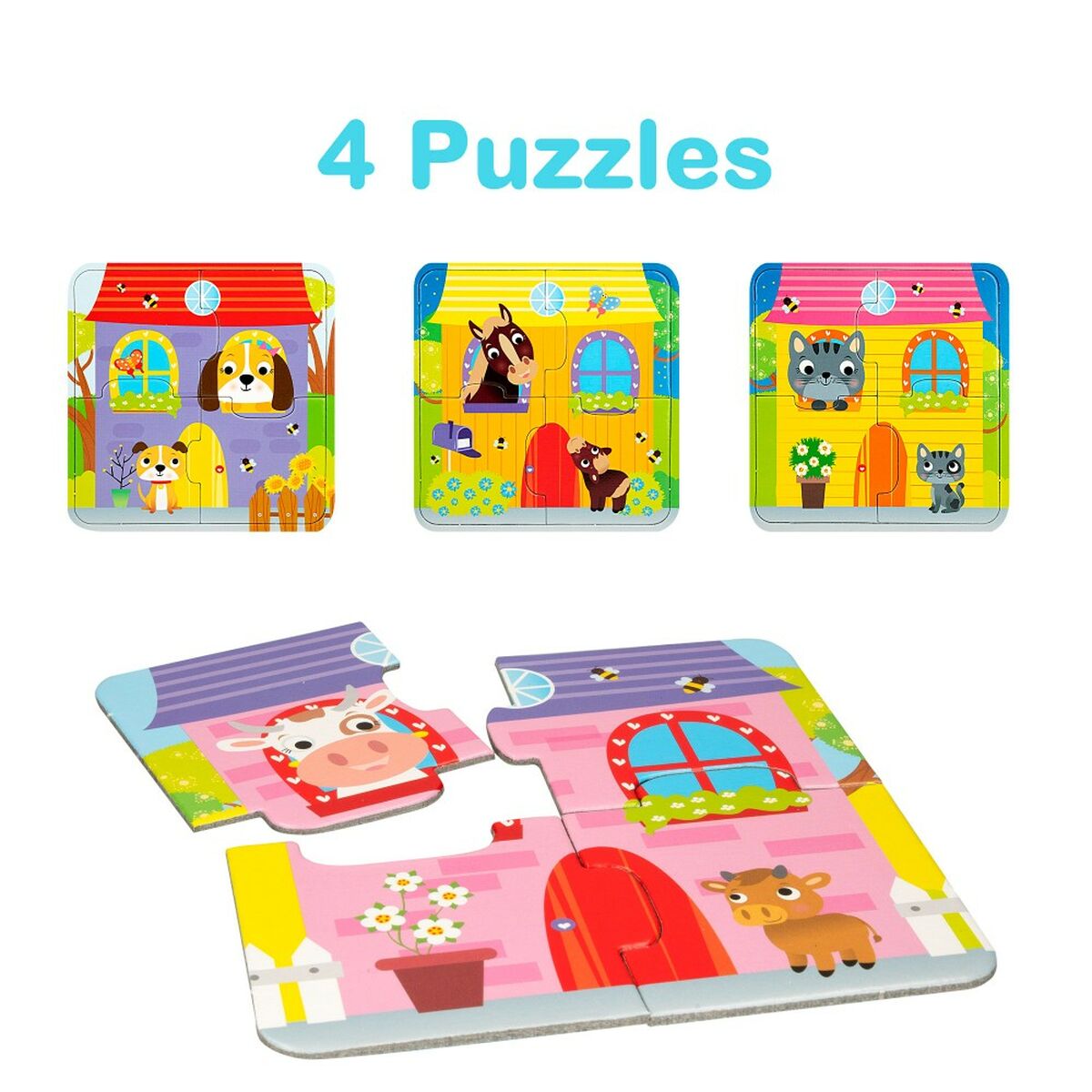 Pussel Lisciani Giochi Carotina Baby 16 x 1 x 16,5 cm Bondgård 4-i-1 (12 antal)-Leksaker och spel, Pussel och hjärngrupper-Lisciani Giochi-peaceofhome.se