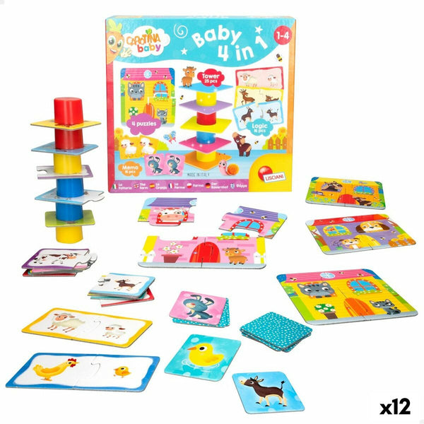 Pussel Lisciani Giochi Carotina Baby 16 x 1 x 16,5 cm Bondgård 4-i-1 (12 antal)-Leksaker och spel, Pussel och hjärngrupper-Lisciani Giochi-peaceofhome.se