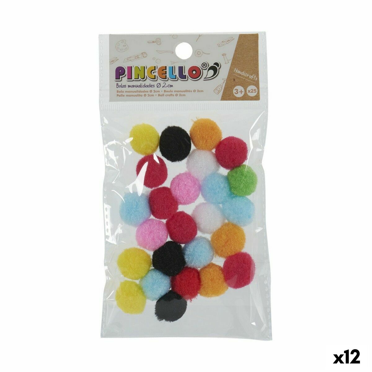Pysselmaterial Bollar Multicolour Ø 2 cm 12 antal-Leksaker och spel, Kreativa aktiviteter-Pincello-peaceofhome.se