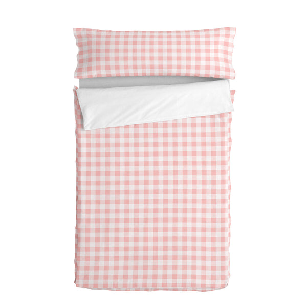 Quiltat täcke utan vadd HappyFriday Basic Kids Vichy Rosa 105 x 200 cm-Hem och matlagning, Mjuk inredning-HappyFriday-peaceofhome.se
