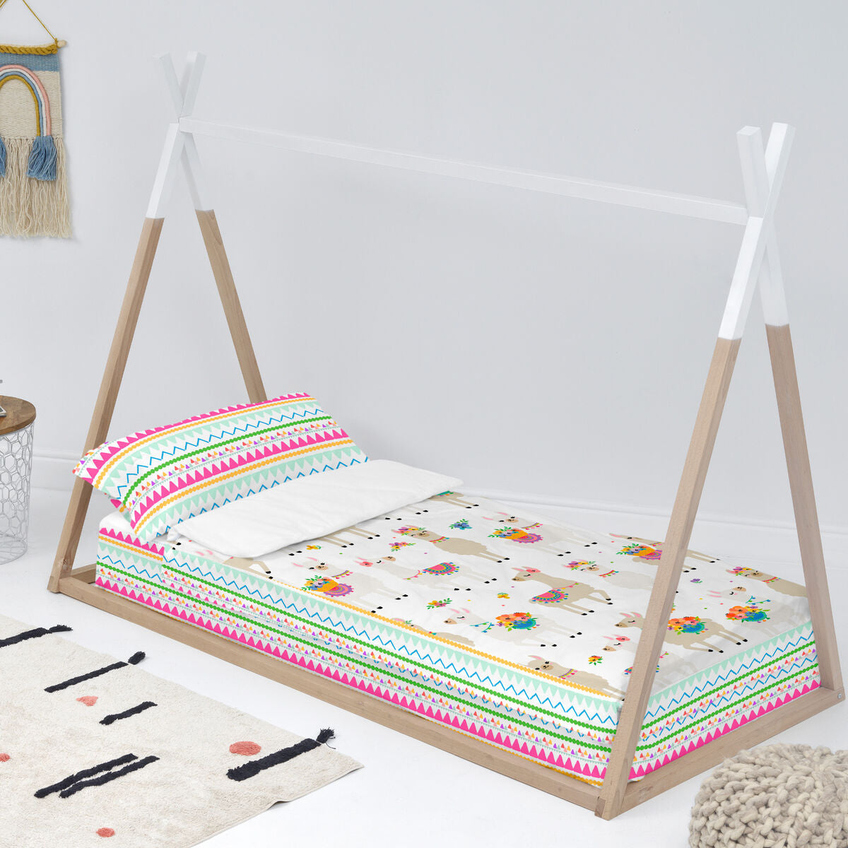 Quiltat täcke utan vadd HappyFriday Moshi Moshi Cute Llamas Multicolour 90 x 200 cm-Hem och matlagning, Mjuk inredning-HappyFriday-peaceofhome.se