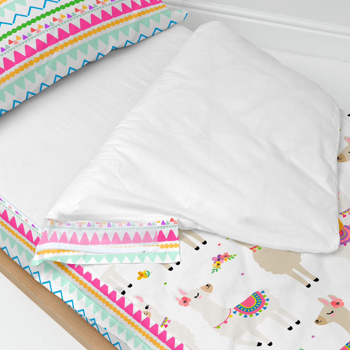 Quiltat täcke utan vadd HappyFriday Moshi Moshi Cute Llamas Multicolour 90 x 200 cm-Hem och matlagning, Mjuk inredning-HappyFriday-peaceofhome.se