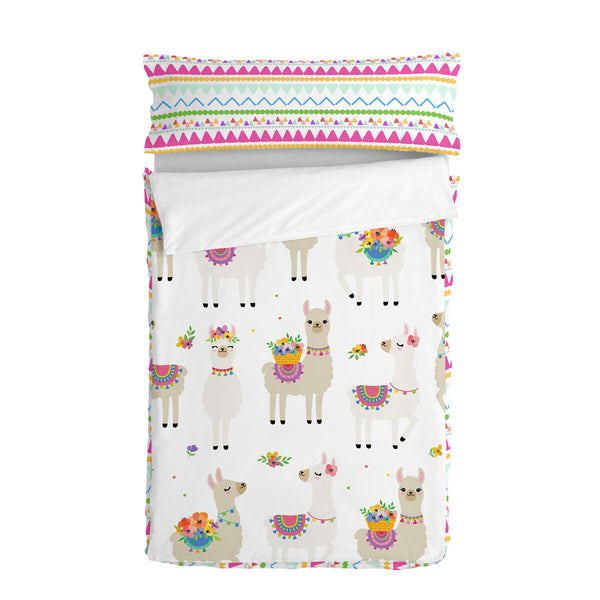Quiltat täcke utan vadd HappyFriday Moshi Moshi Cute Llamas Multicolour 90 x 200 cm-Hem och matlagning, Mjuk inredning-HappyFriday-peaceofhome.se