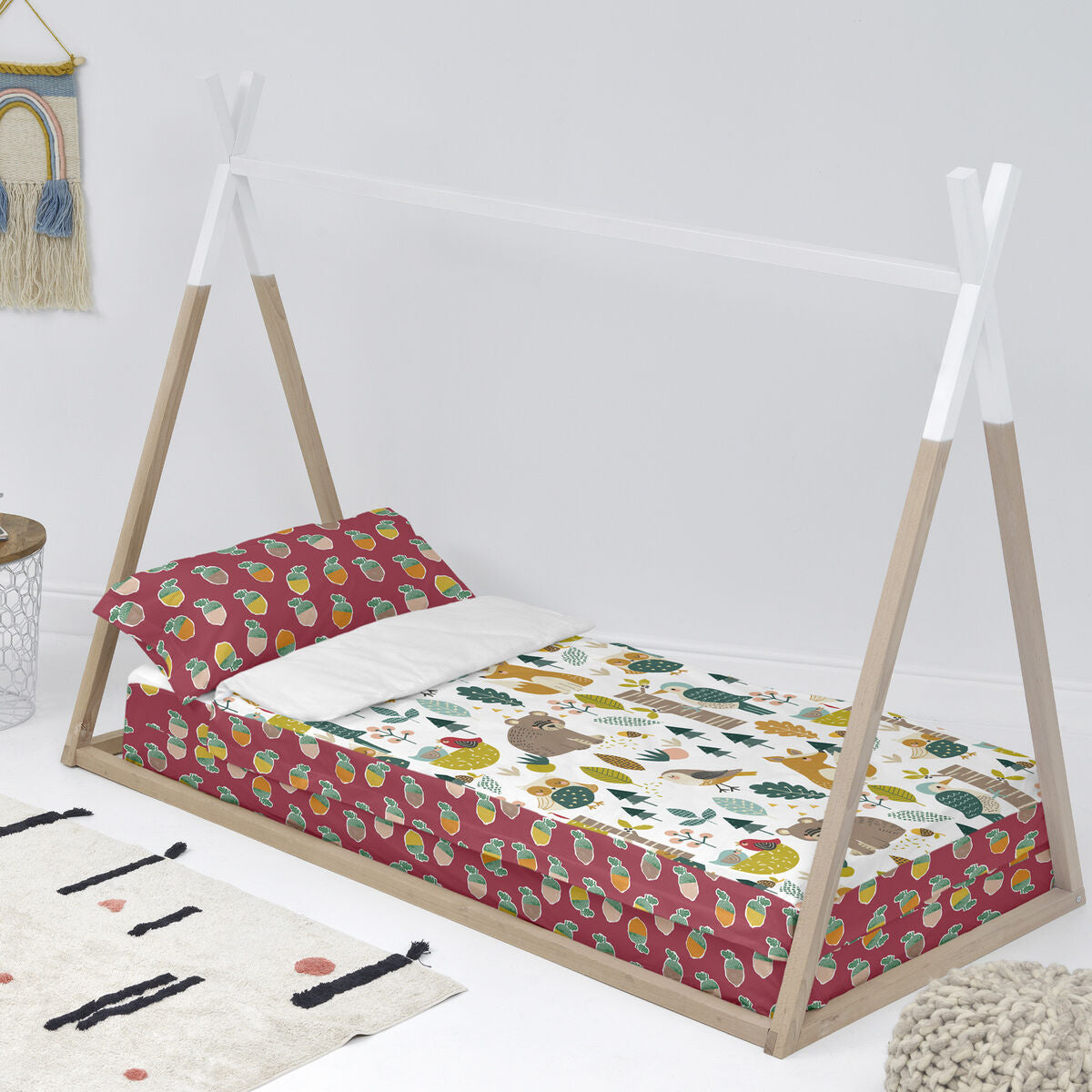 Quiltat täcke utan vadd HappyFriday Moshi Moshi Harvestwood Multicolour 105 x 200 cm-Hem och matlagning, Mjuk inredning-HappyFriday-peaceofhome.se