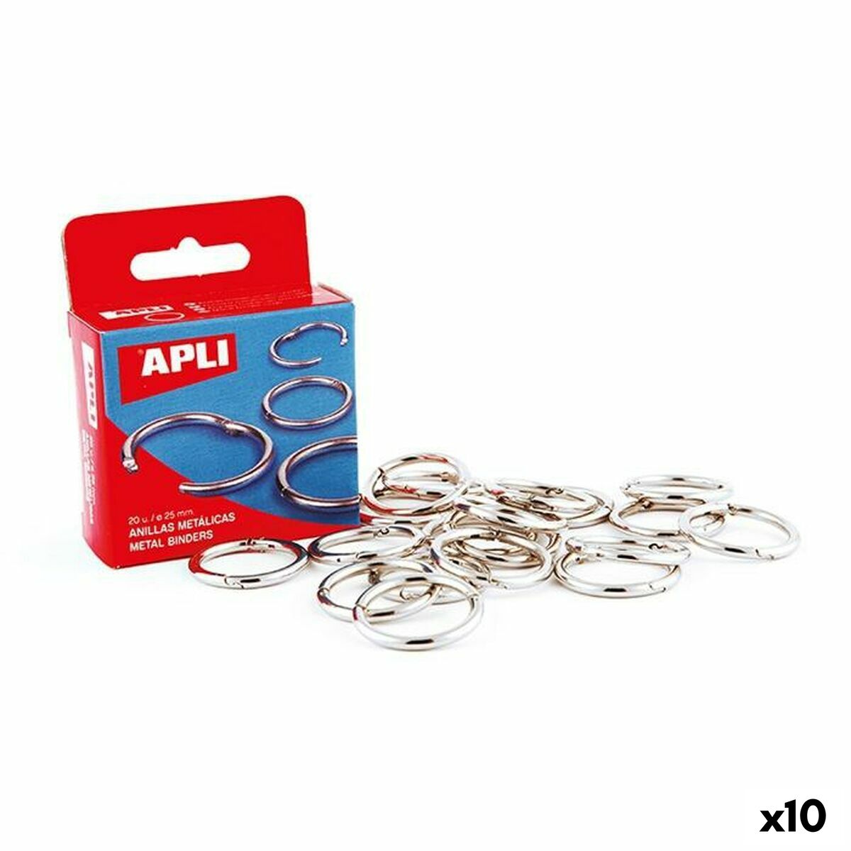 Ringar Apli Silvrig 51 mm Bindande (10 antal)-Kontor och Kontorsmaterial, Kontorsmaterial-Apli-peaceofhome.se