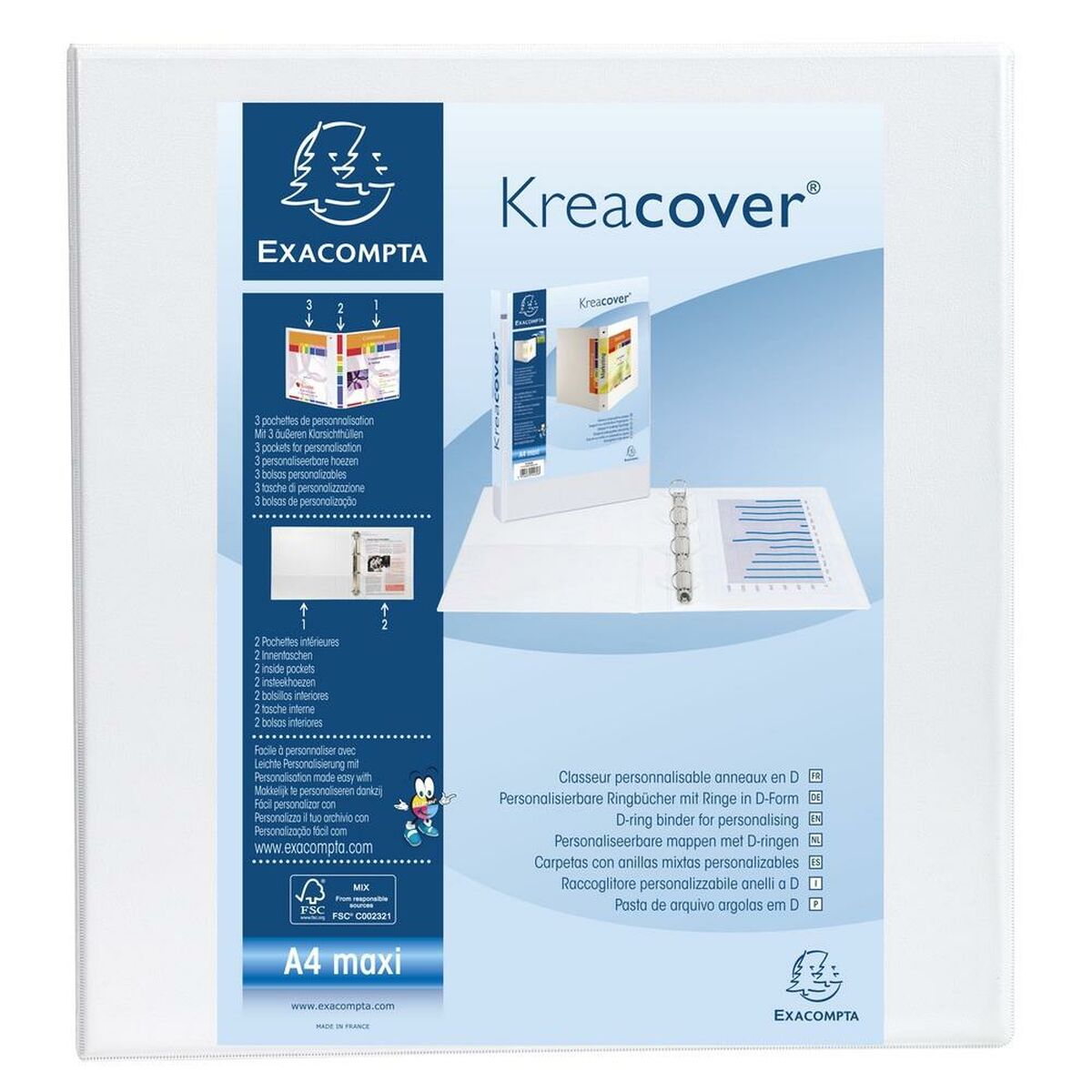 Ringpärm Exacompta Kreacover Vit A4+ (10 antal)-Kontor och Kontorsmaterial, Kontorsmaterial-Exacompta-peaceofhome.se