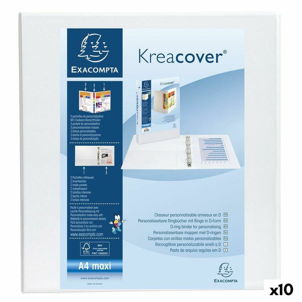 Ringpärm Exacompta Kreacover Vit A4+ (10 antal)-Kontor och Kontorsmaterial, Kontorsmaterial-Exacompta-peaceofhome.se