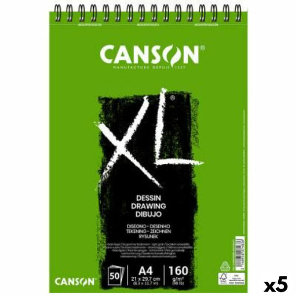 Ritblock Canson XL Drawing Vit A4 5 antal 50 Blad 160 g/m2-Hem och matlagning, Sömnad och hantverk-Canson-peaceofhome.se