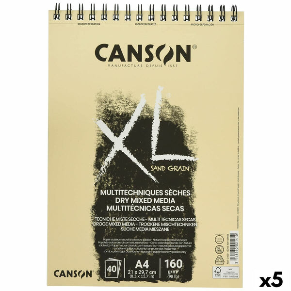 Ritblock Canson XL Sand Naturell A4 5 antal 40 Blad 160 g/m2-Hem och matlagning, Sömnad och hantverk-Canson-peaceofhome.se