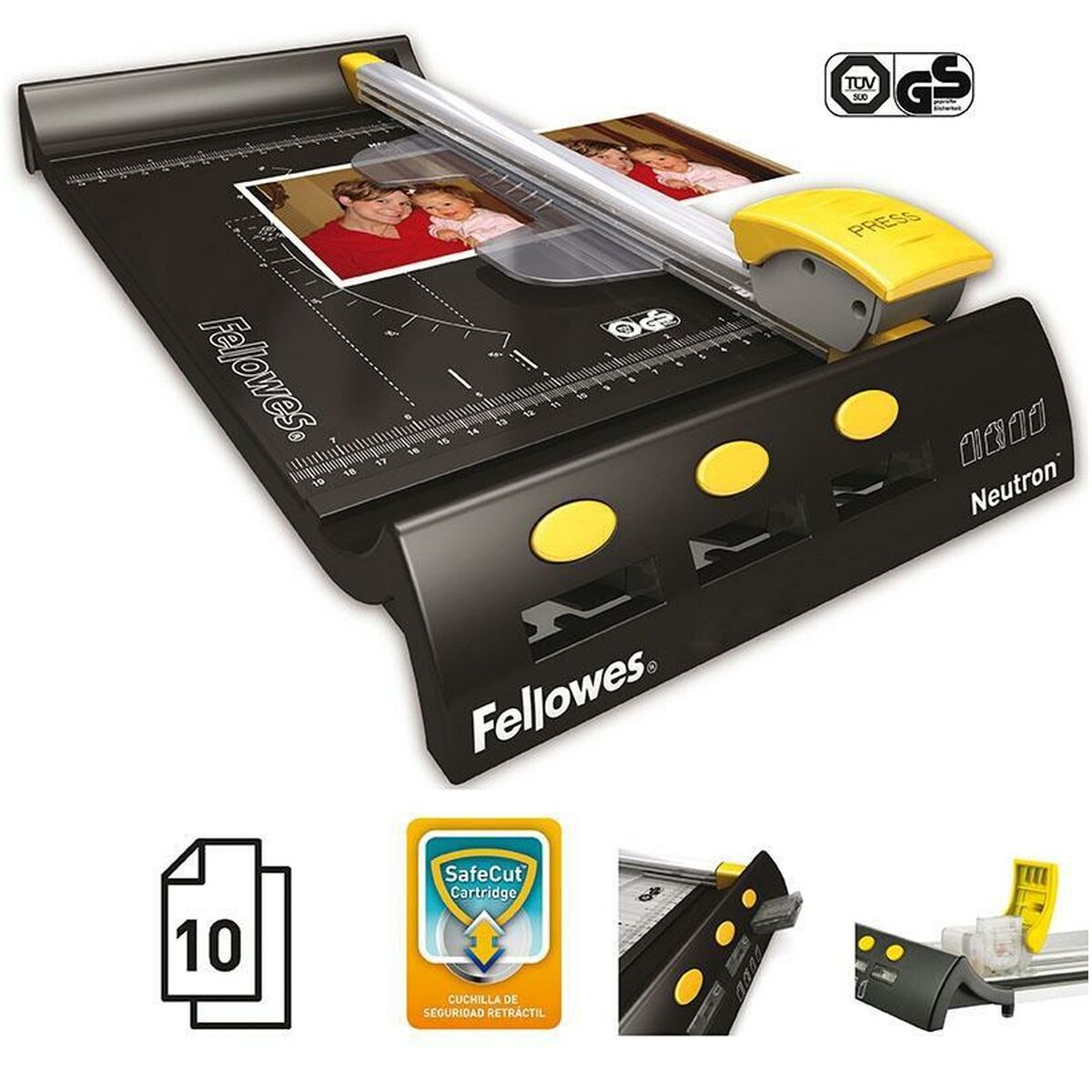 Rullklippare Fellowes NEUTRON Svart Silvrig A4 (4 antal)-Kontor och Kontorsmaterial, Kontorsmaterial-Fellowes-peaceofhome.se