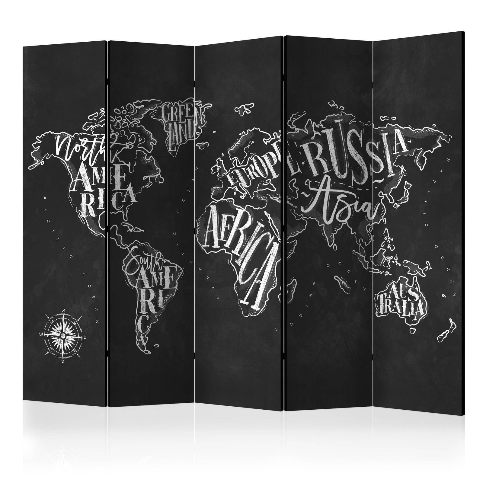 Rumsavdelare - Retro Continents (Black) II-Rumsavdelare-Artgeist-peaceofhome.se