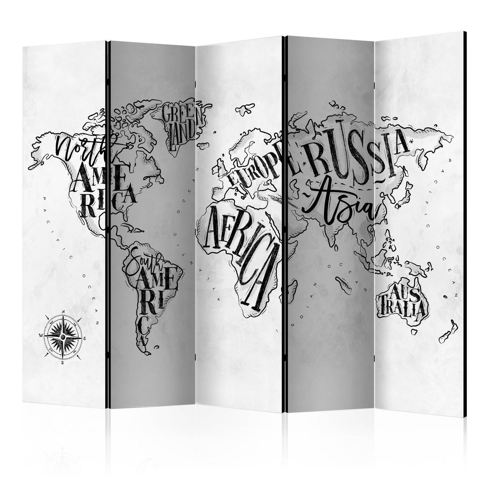 Rumsavdelare - Retro Continents (Grey) II-Rumsavdelare-Artgeist-peaceofhome.se