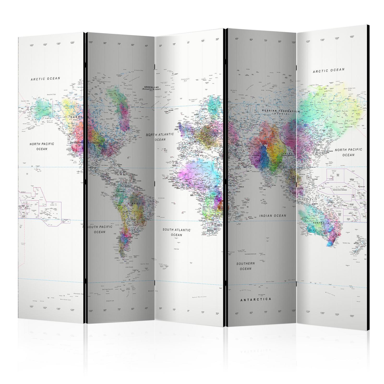 Rumsavdelare - White-colorful world map-Rumsavdelare-Artgeist-peaceofhome.se