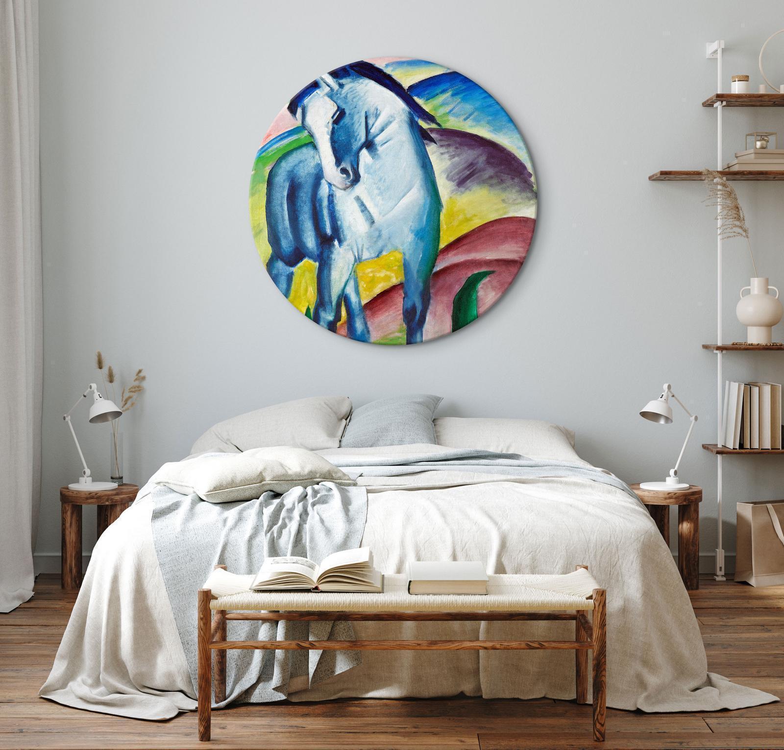 Rund tavla - Blue Horse (Franz Marc)-Runda tavlor-Artgeist-peaceofhome.se