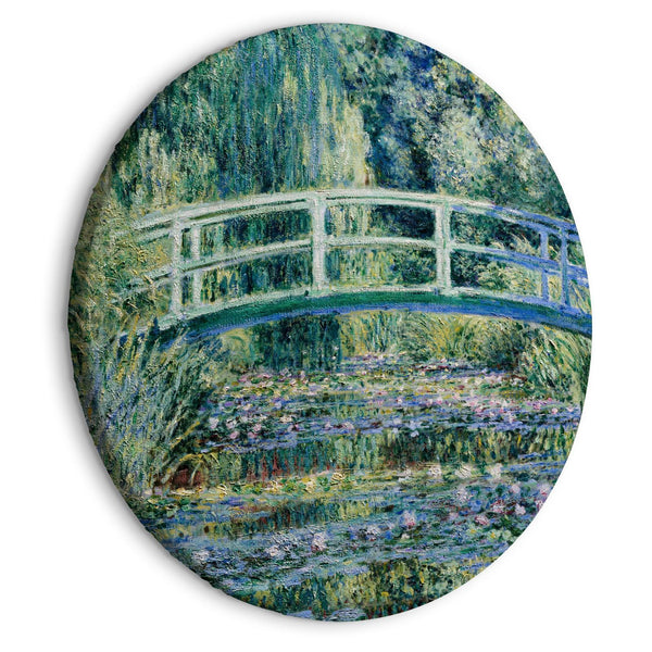 Rund tavla - Bridge at Giverny Claude Monet - Spring Landscape of a Forest With a River-Runda tavlor-Artgeist-peaceofhome.se