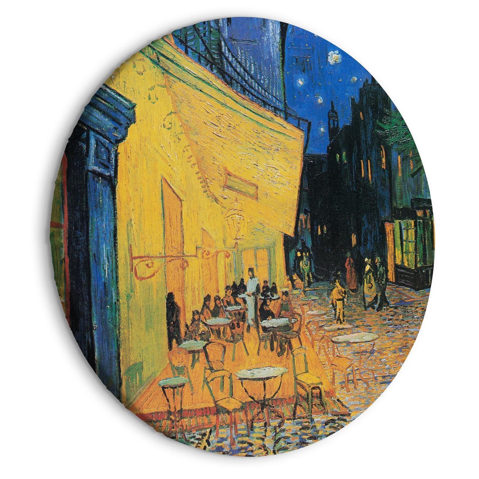 Rund tavla - Café Terrace at Night, Vincent Van Gogh - View of a French Street-Runda tavlor-Artgeist-peaceofhome.se