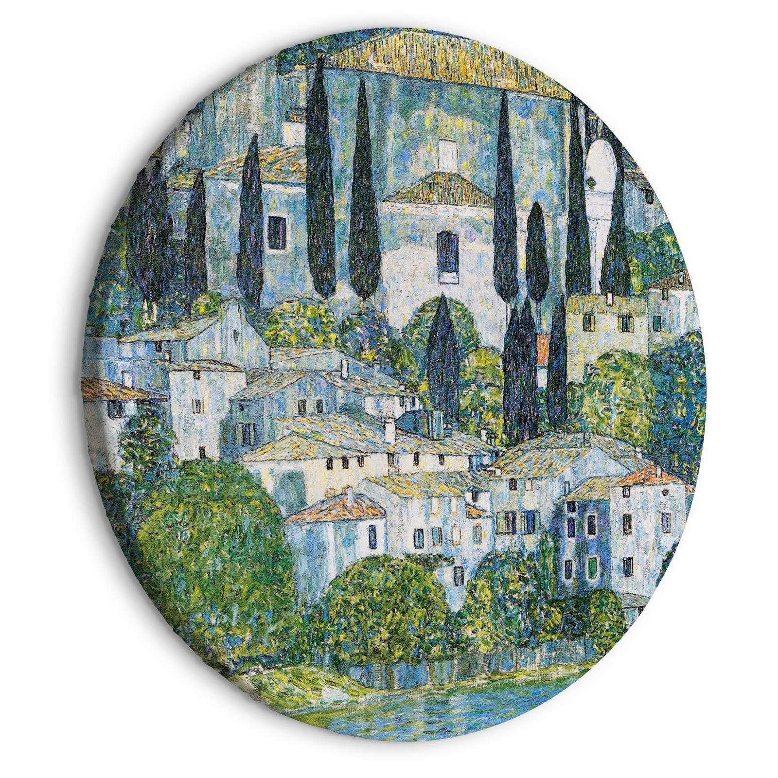 Rund tavla - Church in Cassone, Gustav Klimt - German Architecture by the River-Runda tavlor-Artgeist-peaceofhome.se