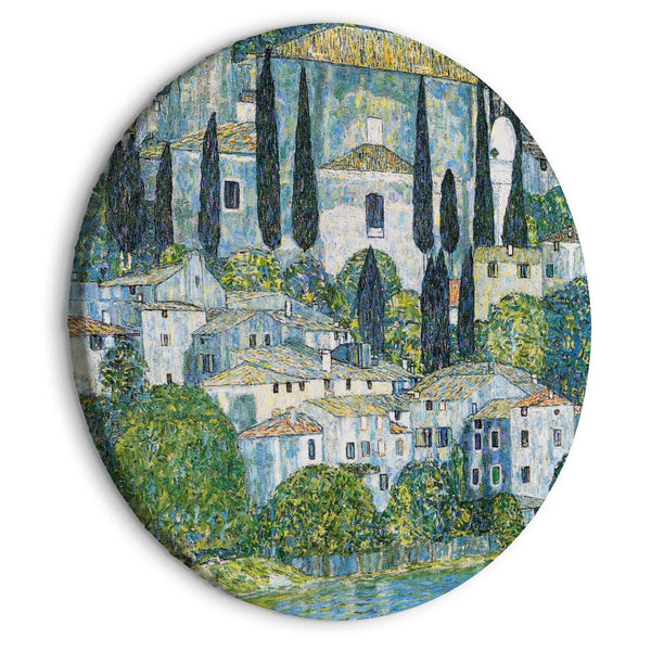 Rund tavla - Church in Cassone, Gustav Klimt - German Architecture by the River-Runda tavlor-Artgeist-peaceofhome.se