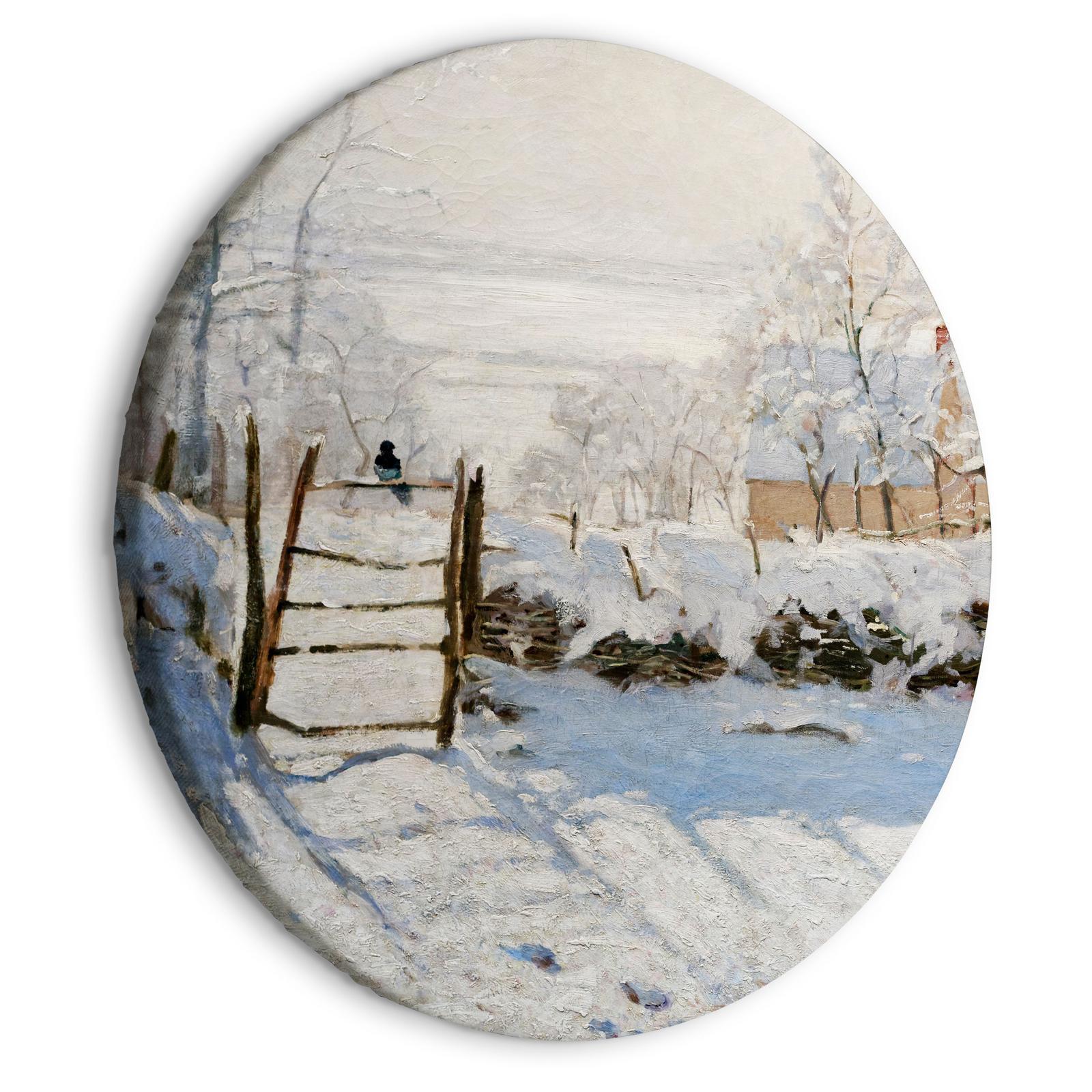 Rund tavla - Claude Monet’s Magpie - Normandy’s Painted Winter Landscape-Runda tavlor-Artgeist-peaceofhome.se