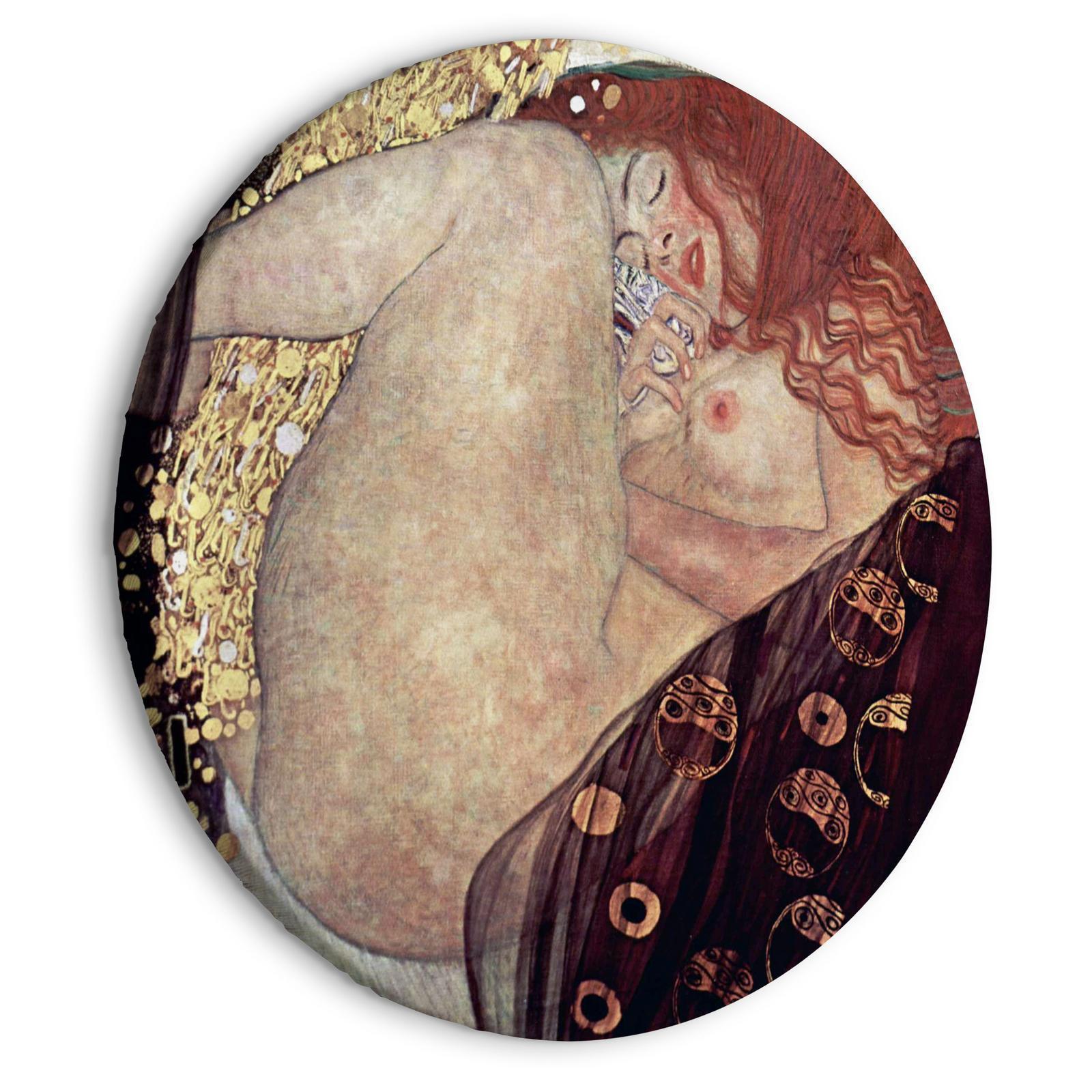 Rund tavla - Gustav Klimt - Danae - Painted Nude Showing a Lying Woman-Runda tavlor-Artgeist-peaceofhome.se