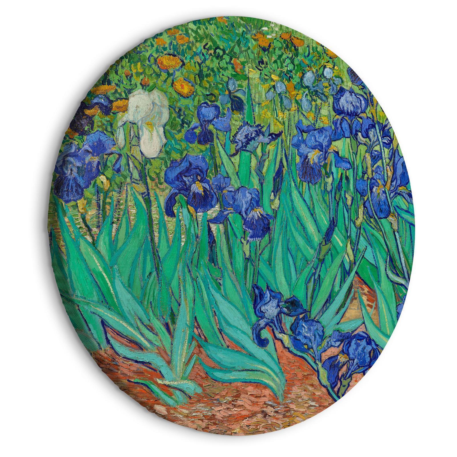 Rund tavla - Irises by Vincent Van Gogh - Blue Flowers in the Meadow-Runda tavlor-Artgeist-peaceofhome.se