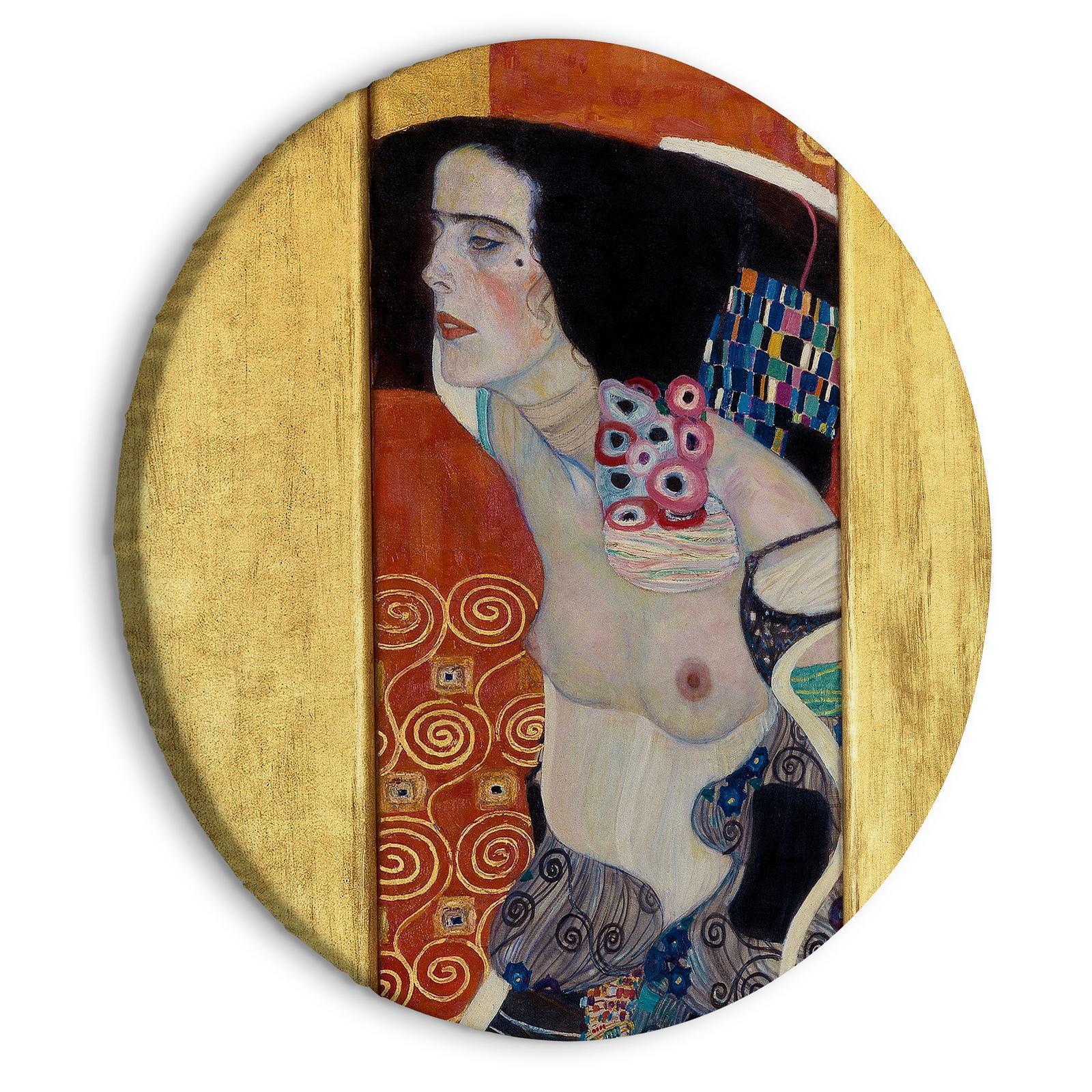 Rund tavla - Judith II, Gustav Klimt - Abstract Portrait of a Half-Naked Woman-Runda tavlor-Artgeist-peaceofhome.se