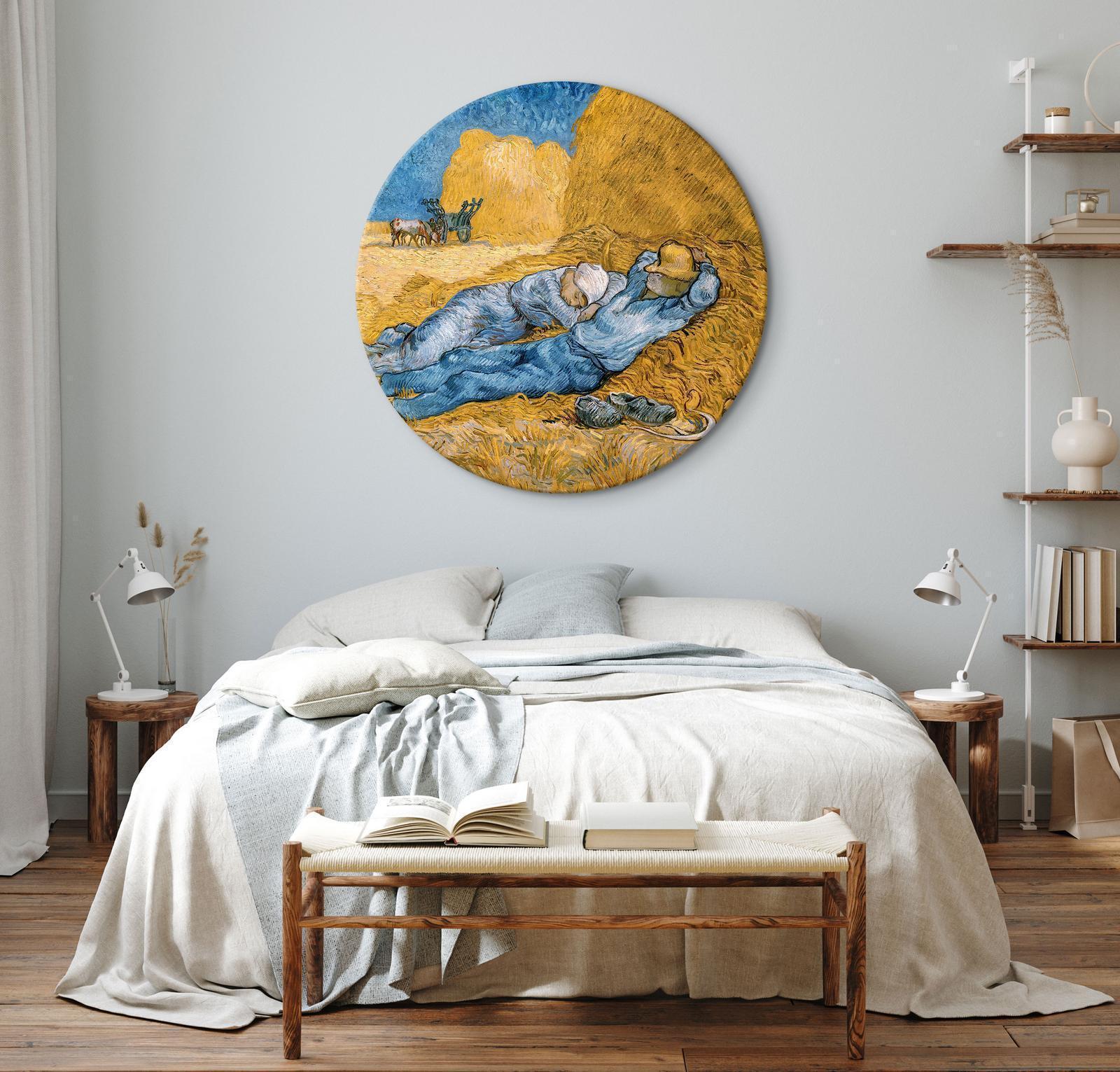 Rund tavla - Noon: Rest from Work (Vincent Van Gogh)-Runda tavlor-Artgeist-peaceofhome.se