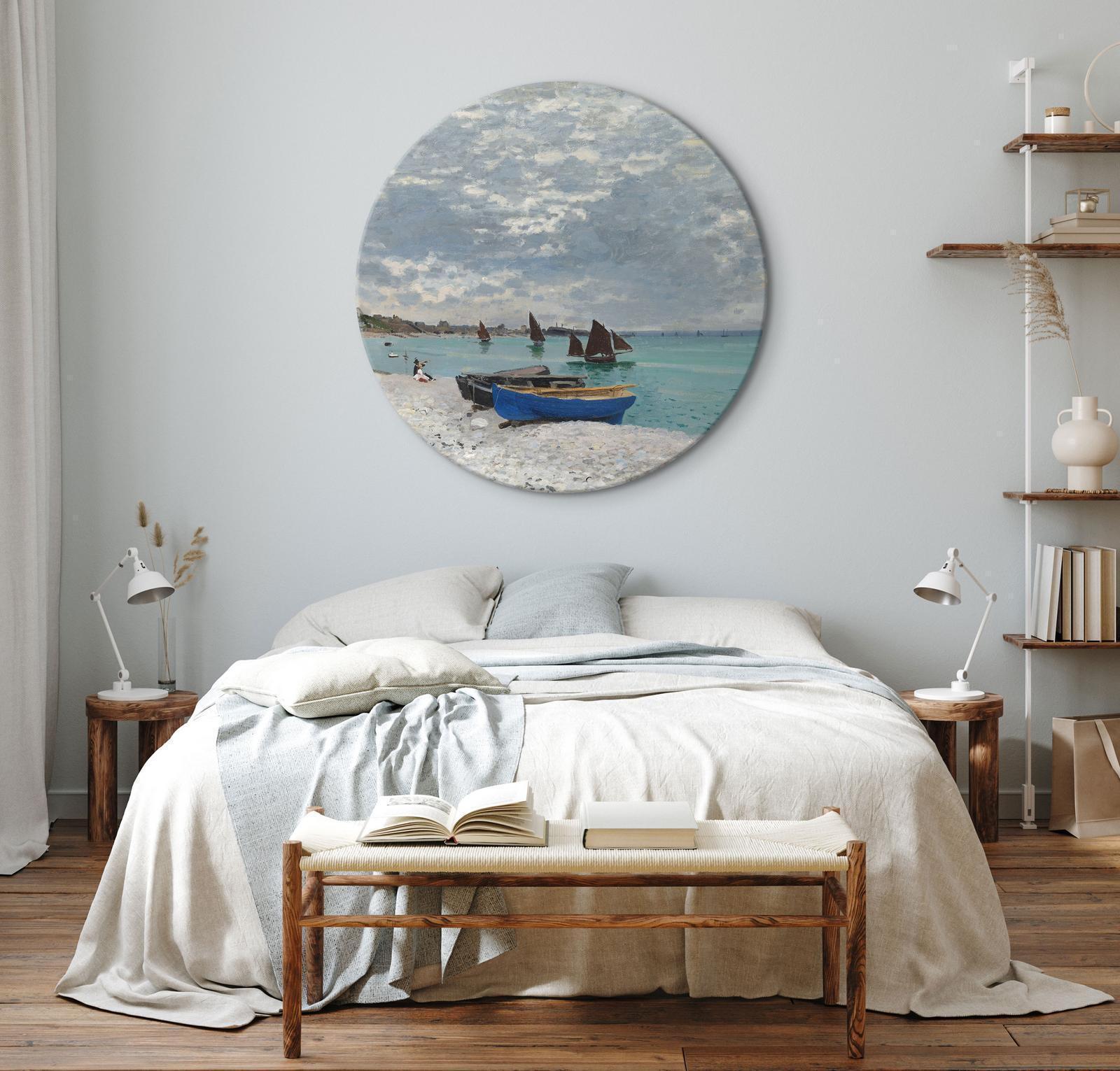 Rund tavla - Sainte-Adresse Beach, Claude Monet - Boats on the Seashore-Runda tavlor-Artgeist-peaceofhome.se
