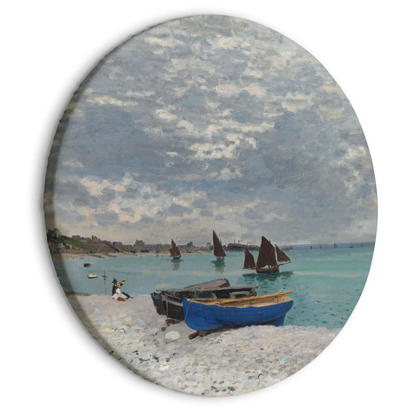 Rund tavla - Sainte-Adresse Beach, Claude Monet - Boats on the Seashore-Runda tavlor-Artgeist-peaceofhome.se