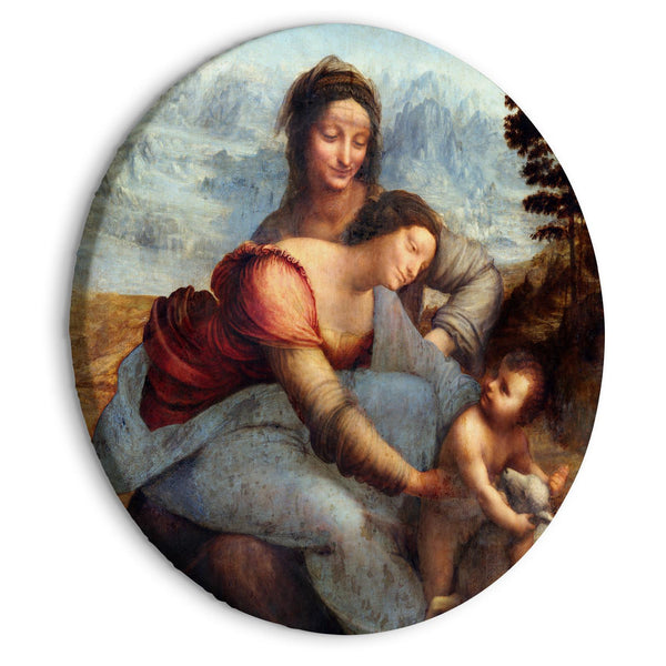 Rund tavla - The Virgin and Child with Saint Anne (Leonardo da Vinci)-Runda tavlor-Artgeist-peaceofhome.se