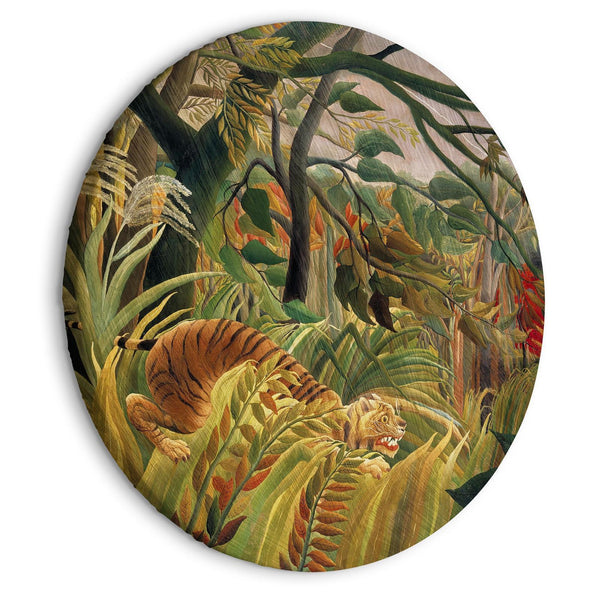 Rund tavla - Tiger in a Tropical Storm (Henri Rousseau)-Runda tavlor-Artgeist-peaceofhome.se