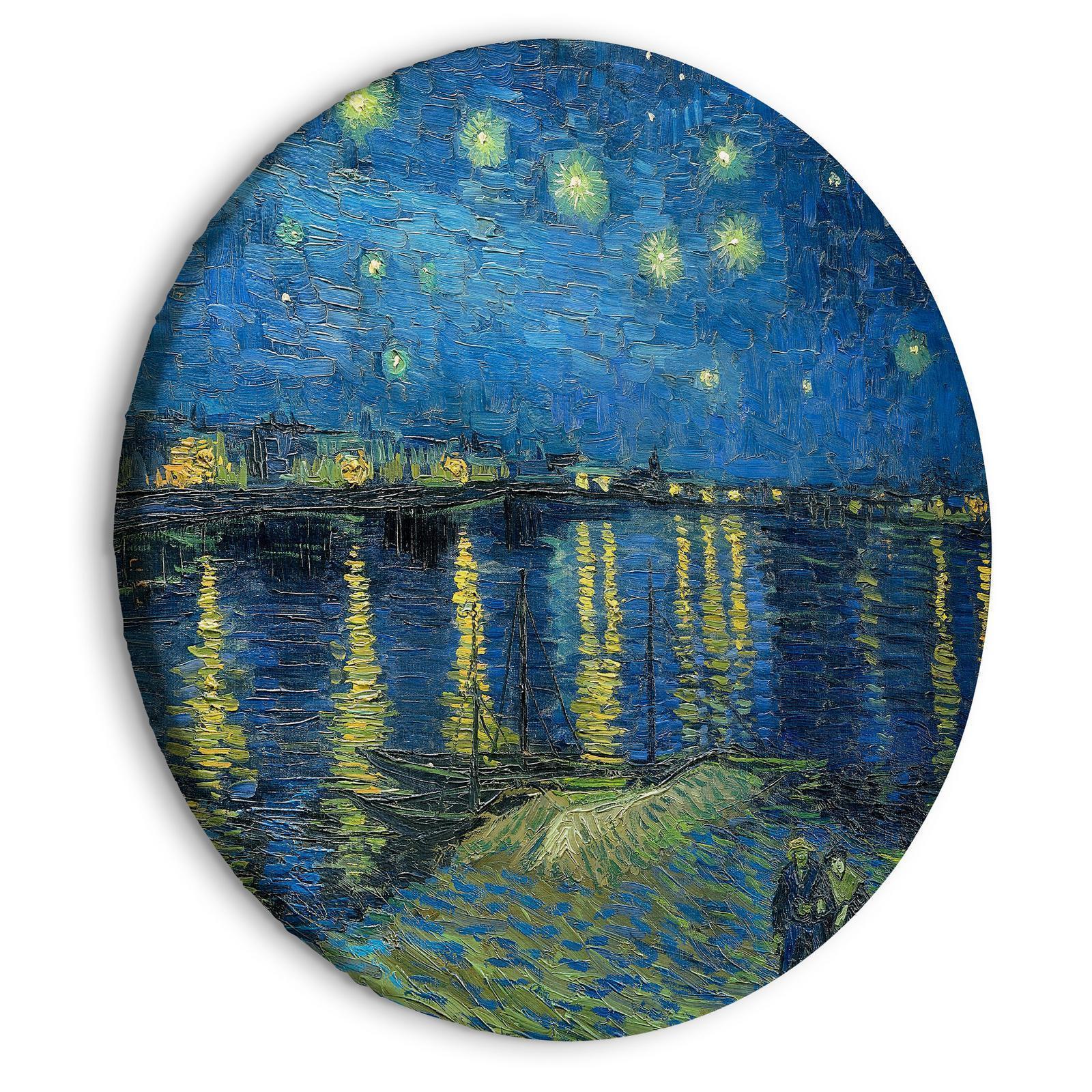 Rund tavla - Vincent Van Gogh - Starry Night Over the Rhone - A Boat Against the Backgof the Blue Sky-Runda tavlor-Artgeist-peaceofhome.se