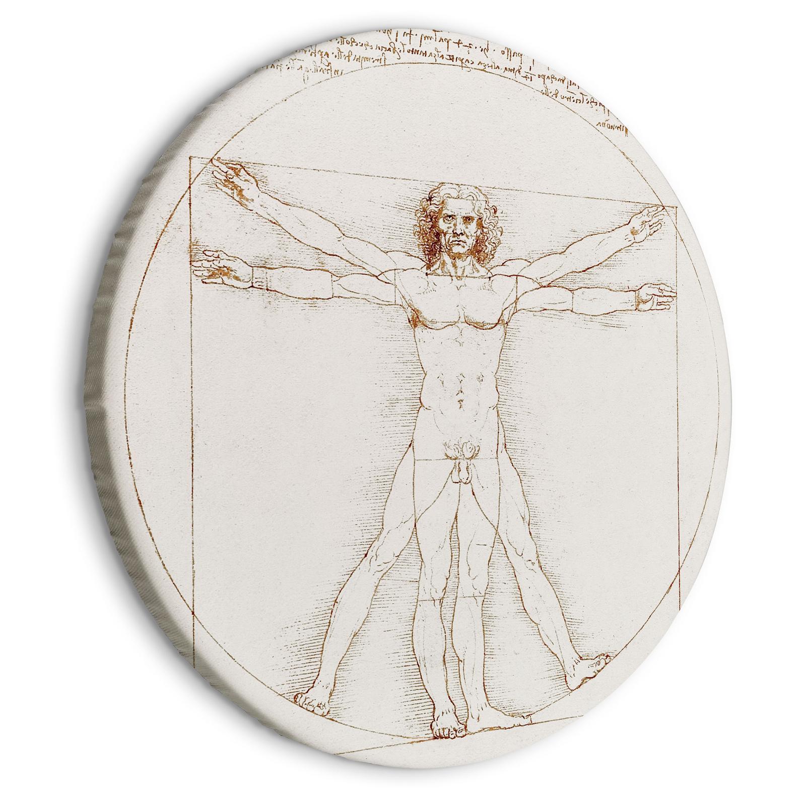 Rund tavla - Vitruvian Man by Leonardo Da Vinci - A Drawing of the Proportions of a Man’s Body-Runda tavlor-Artgeist-peaceofhome.se