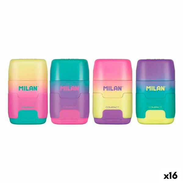 Set med suddgummi och pennvässare Milan Compact Sunset Multicolour (16 antal)-Kontor och Kontorsmaterial, Kulspetspennor, pennor och skrivverktyg-Milan-peaceofhome.se