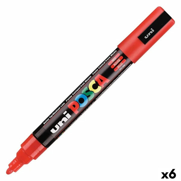 Markör POSCA PC-5M Röd (6 antal)-Kontor och Kontorsmaterial, konst och hantverk-POSCA-peaceofhome.se