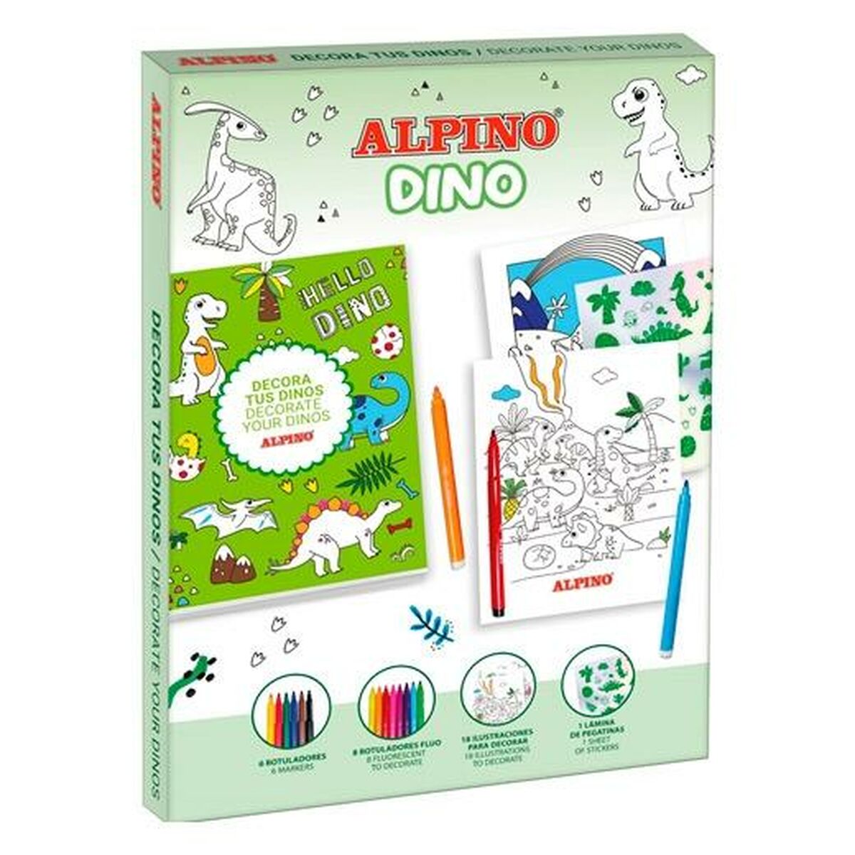 Målarbilder Alpino Dino Multicolour (6 antal)-Leksaker och spel, Kreativa aktiviteter-Alpino-peaceofhome.se