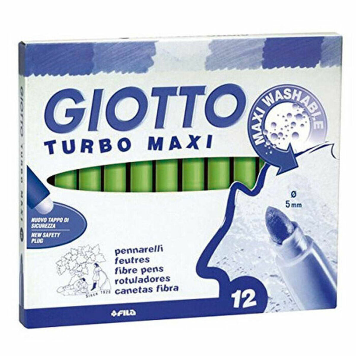 Tuschpennor Giotto Turbo Maxi Ljusgrön (5 antal)-Kontor och Kontorsmaterial, Kulspetspennor, pennor och skrivverktyg-Giotto-peaceofhome.se