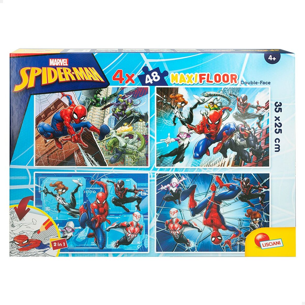 Barnpussel Spider-Man Dubbelsidig 4-i-1 48 Delar 35 x 1,5 x 25 cm (6 antal)-Leksaker och spel, Pussel och hjärngrupper-Spider-Man-peaceofhome.se