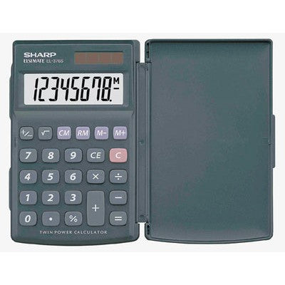 SHARP Miniräknare EL-376SBBK miniräknare med stor display och 8 siffror, funktion för procent och roten ur, batteri och solcell, svart-Kalkylatorer-Klevrings Sverige-peaceofhome.se