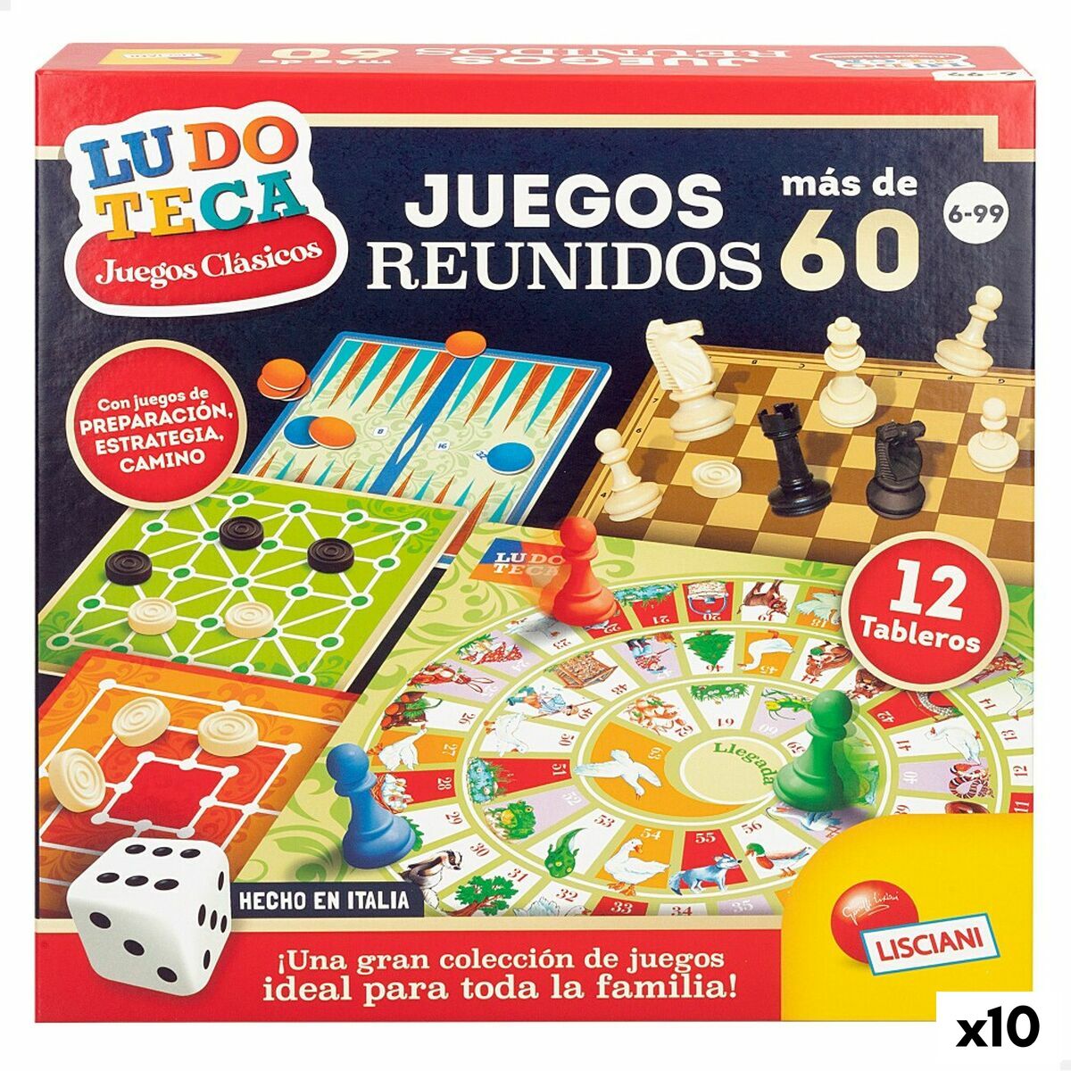 Sällskapsspel Lisciani Juegos reunidos ES 26 x 1 x 26 cm (10 antal)-Leksaker och spel, Spel och tillbehör-Lisciani-peaceofhome.se