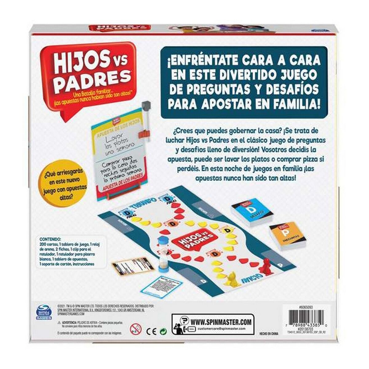 Sällskapsspel Spin Master Hijos vs Padres 206 Delar 26,99 x 26,99 x 5,4 cm-Leksaker och spel, Spel och tillbehör-Spin Master-peaceofhome.se