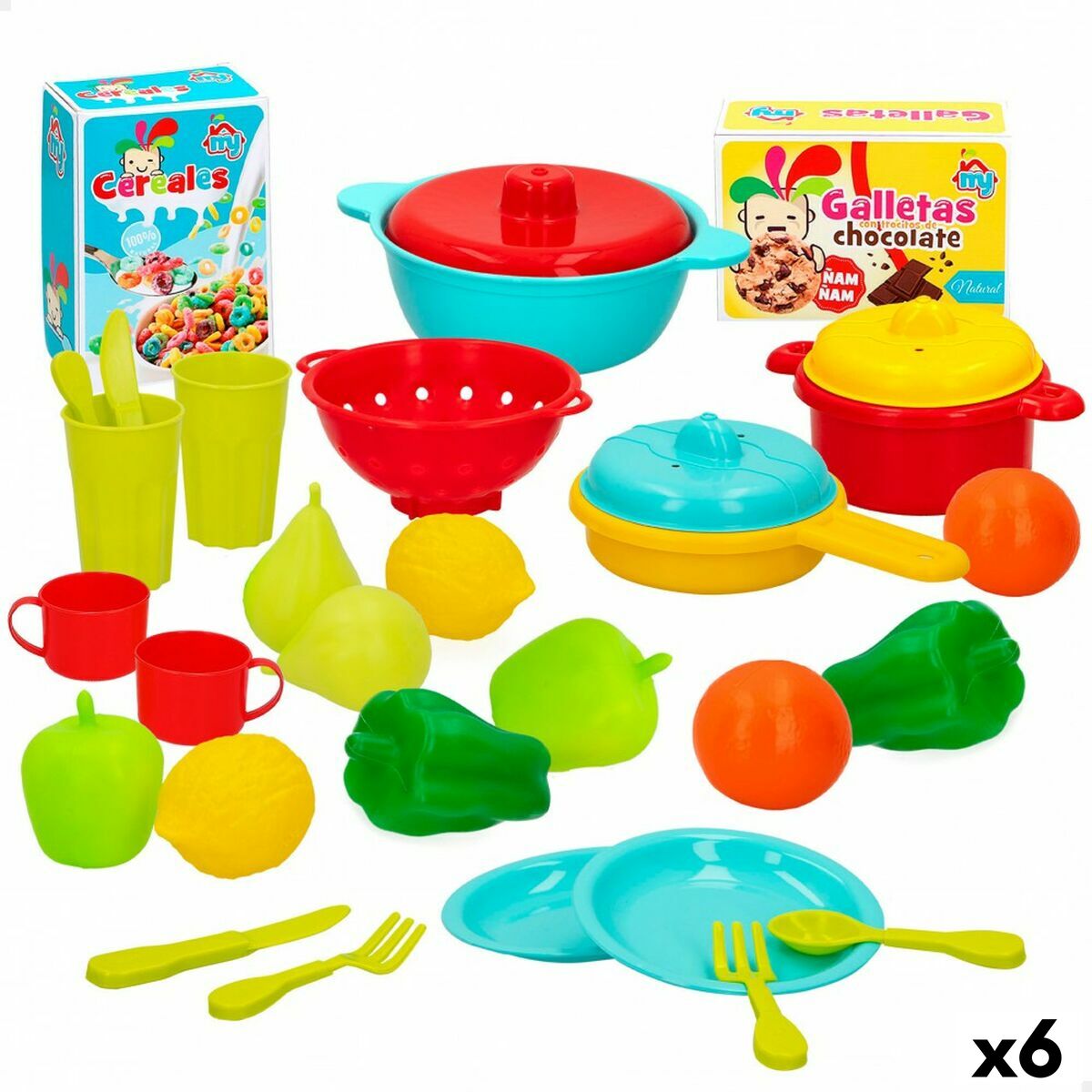 Sats med matleksaker Colorbaby Köksredskap och tillbehör 31 Delar (6 antal)-Leksaker och spel, Imitera spel-Colorbaby-peaceofhome.se