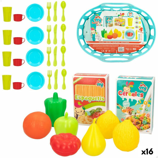 Sats med matleksaker Colorbaby Köksredskap och tillbehör 34 Delar 33 Delar (16 antal)-Leksaker och spel, Imitera spel-Colorbaby-peaceofhome.se