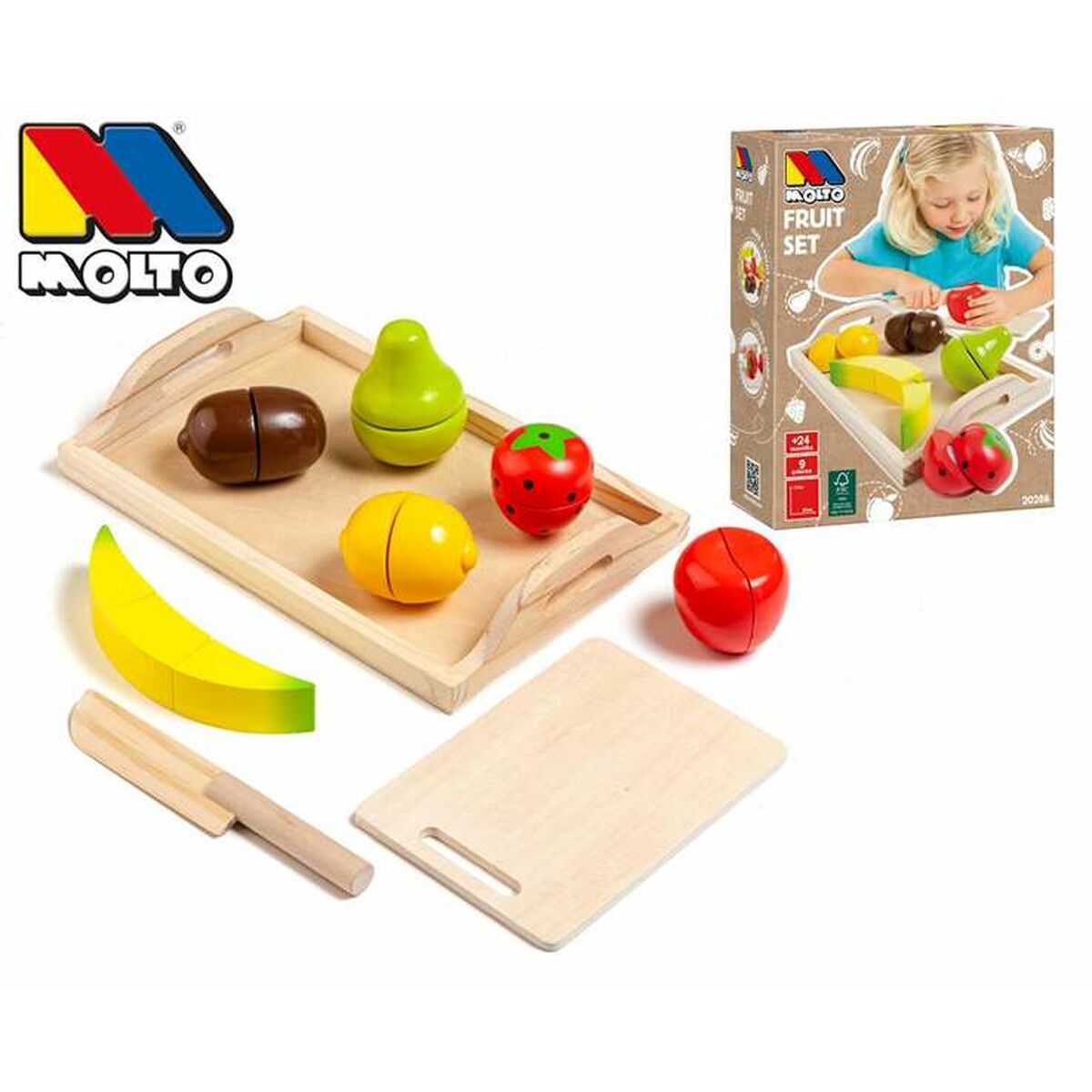 Sats med matleksaker Moltó 9 Delar Frukt-Leksaker och spel, Imitera spel-Moltó-peaceofhome.se