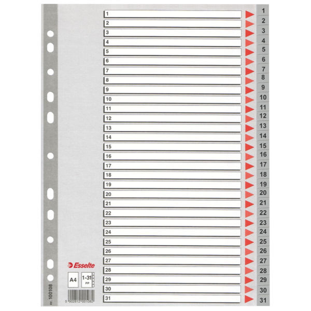 Separatorer Esselte 1-31 Numrerad Grå A4 31 Blad (10 antal)-Kontor och Kontorsmaterial, Kontorsmaterial-Esselte-peaceofhome.se